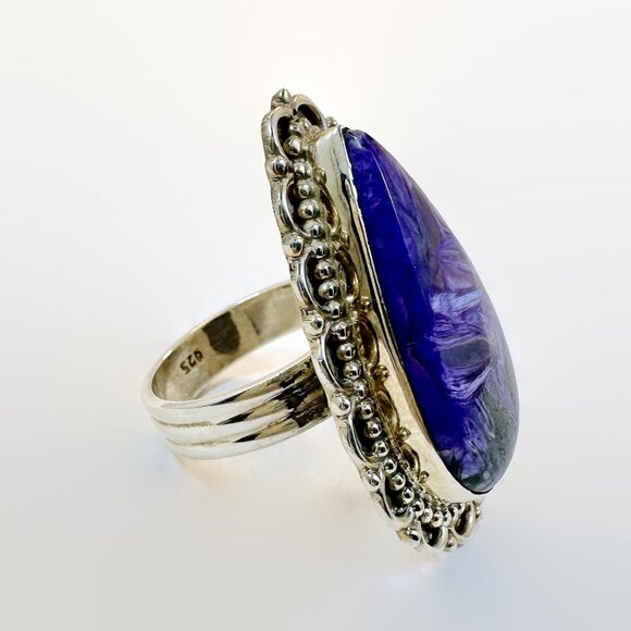 Chariote Ring, Purple Chariote, Sterling Silver, Size 9, Charite, Vintage Ring - Picture 3 of 5